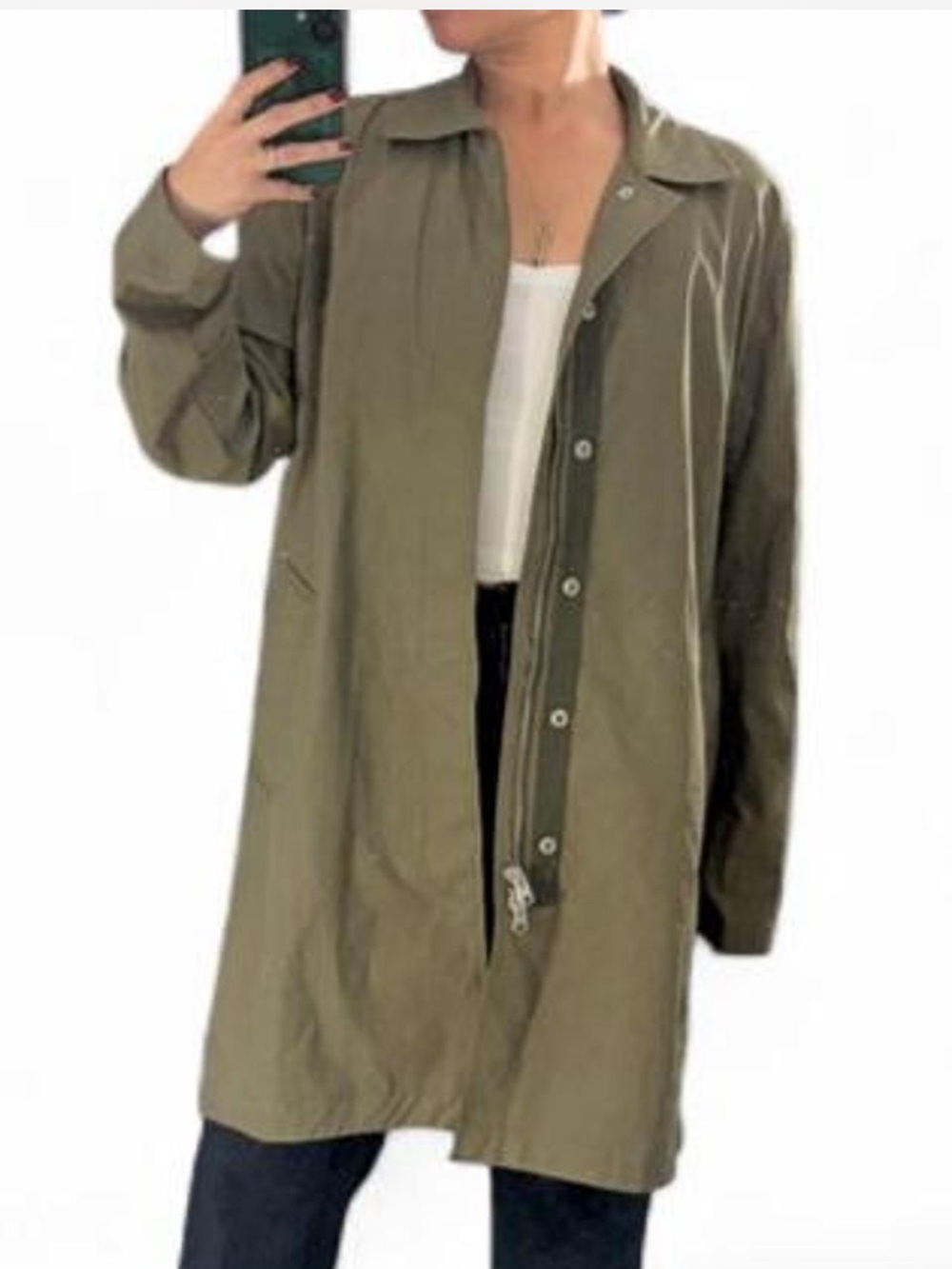 Abercrombie & Fitch Olive Green Longline Trench Coat